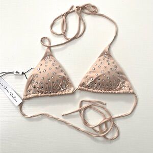 Monica Hansen Beachwear MHB STARLIGHT PADDED TRIANGLE TOP WITH CRYSTALS S